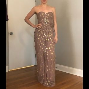 Pewter & GOLD embellished Gown / Bridesmaid Dress